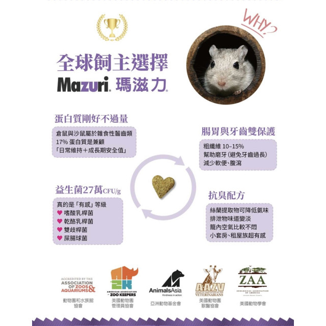 【鼠木曦】美國 Mazuri 瑪滋力 倉鼠與沙鼠主食飼料 567g (5M7V) 倉鼠飼料 黃金鼠 沙鼠 益生菌除臭